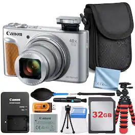 Canon - PowerShot SX740 HS Camera with 32GB Card + ZeeTech Advanced Bundle - Silver