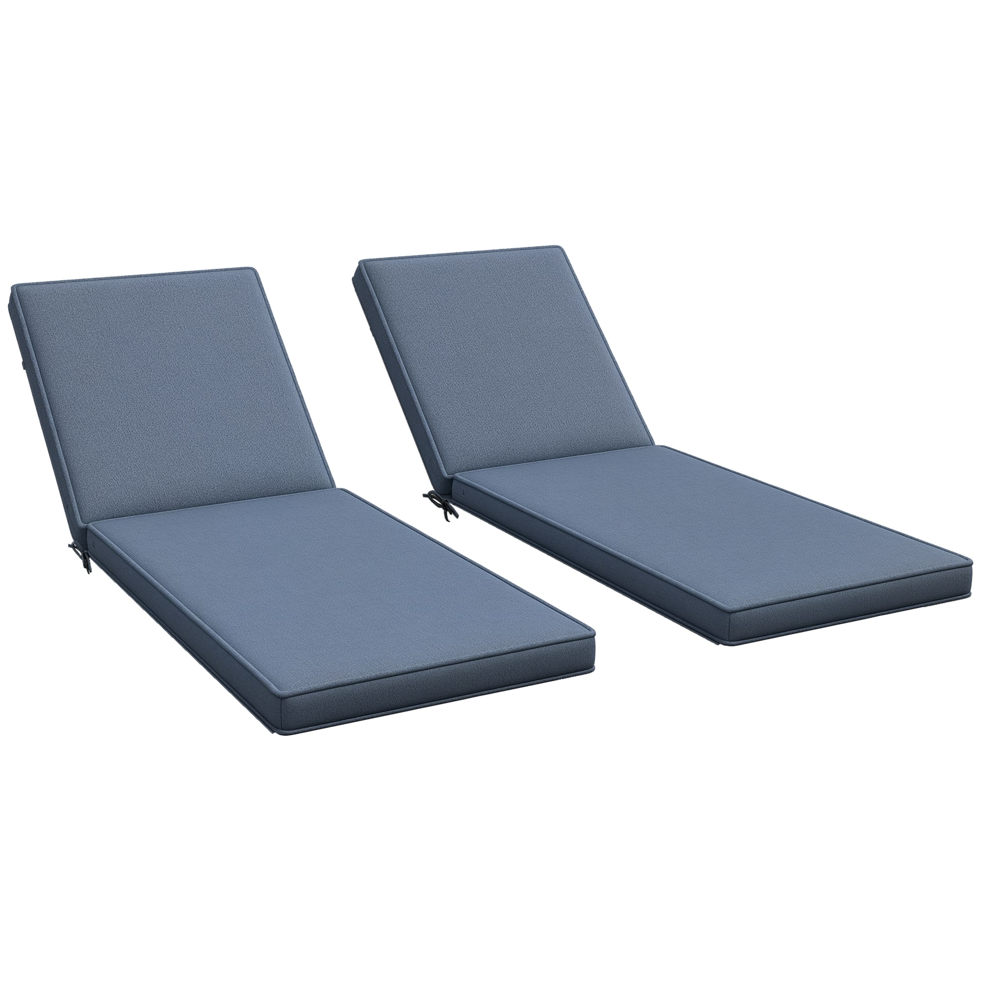 Outsunny - Patio Chair Cushions with Backrests, Replacement Cushions for Outdoor Lounge Chair - Sky Blue