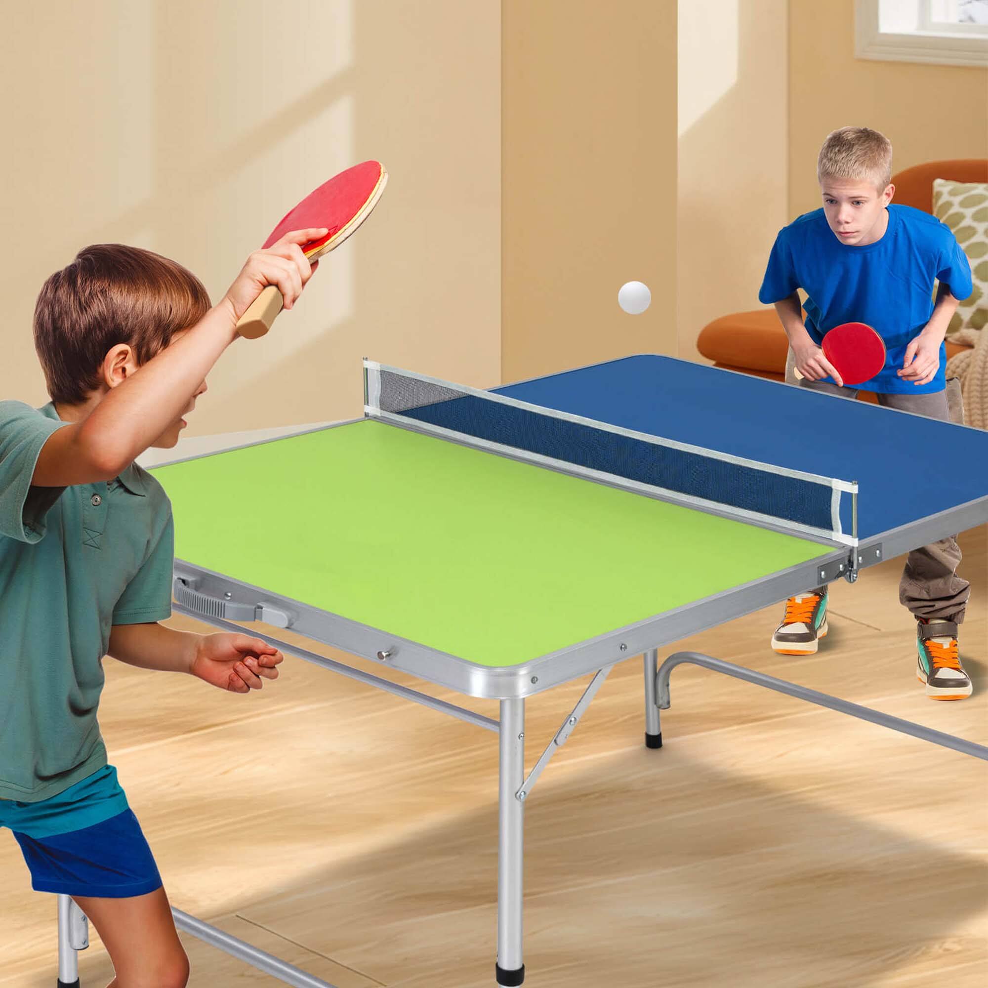 Alt View 1. Costway - Costway 47" x 30" Mini Table Tennis Table with Adjustable Height for Indoor Outdoor - Green.