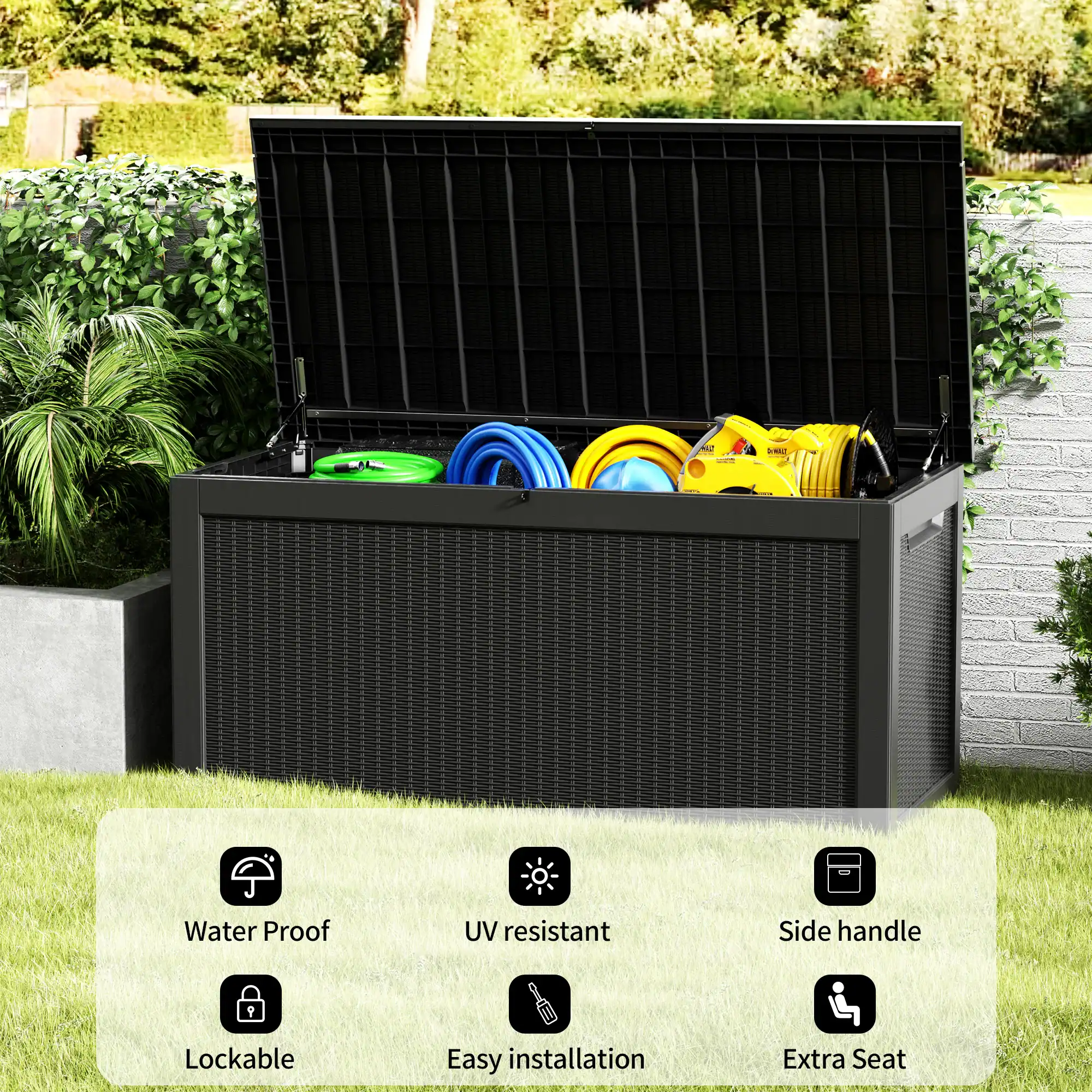 - Water Proof
- UV resistant
- Side handle
- Lockable
- Easy installation
- Extra Seat