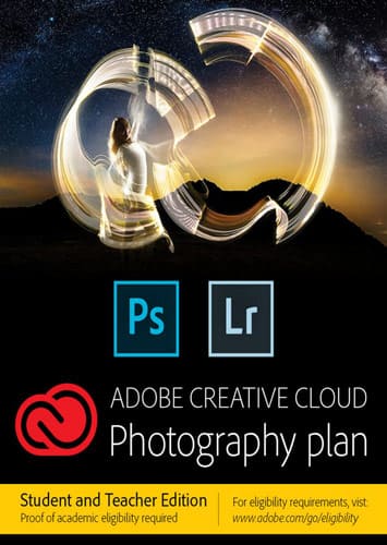 Adobe Creative Cloud Photography Plan: Student and Teacher Edition (1-User) (1-Year Subscription) - Mac|Windows|iOS - Larger Front