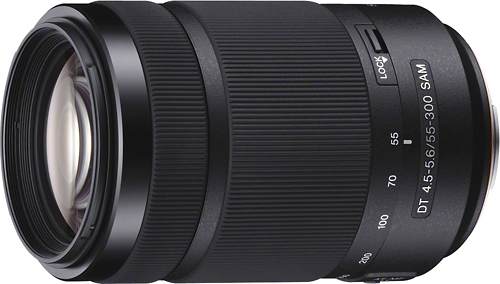 Angle View: Sony - DT 55-300mm f/4.5-5.6 A-Mount Telephoto Zoom Lens - Black