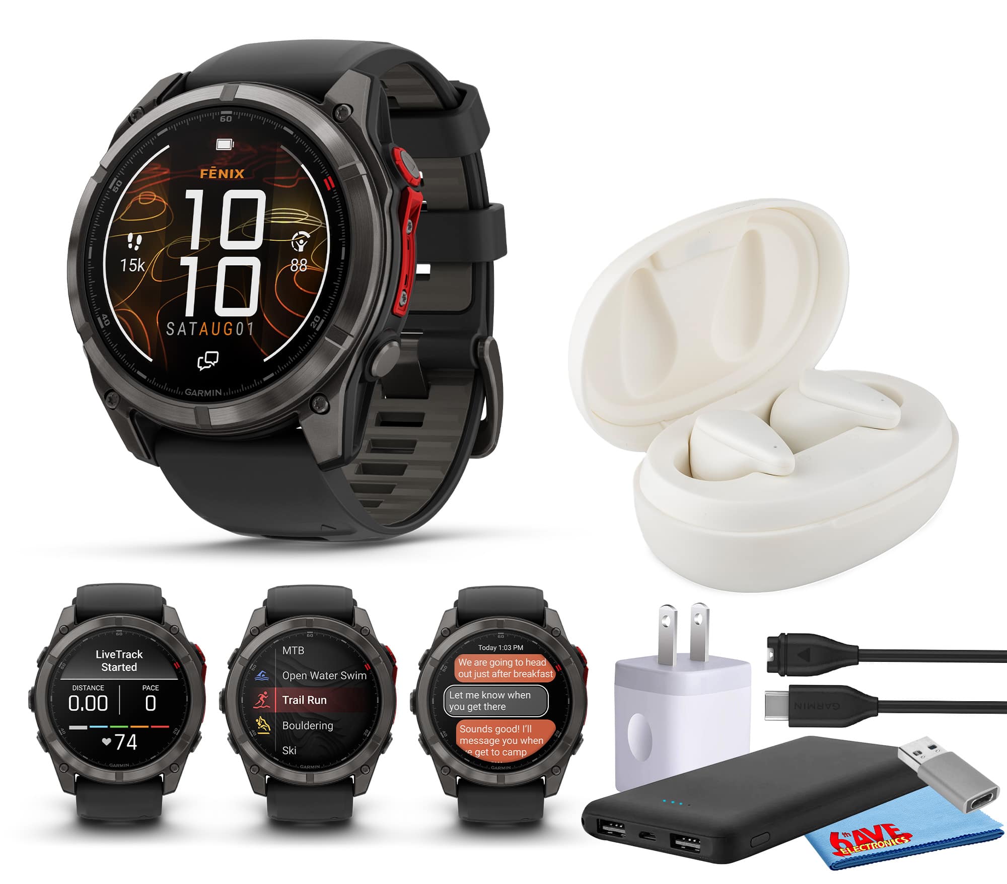 Bundle - Garmin - Fenix 8 Pro 51mm MicroLED GPS Smartwatch Titanium LTE Satellite - Titanium - (2024)