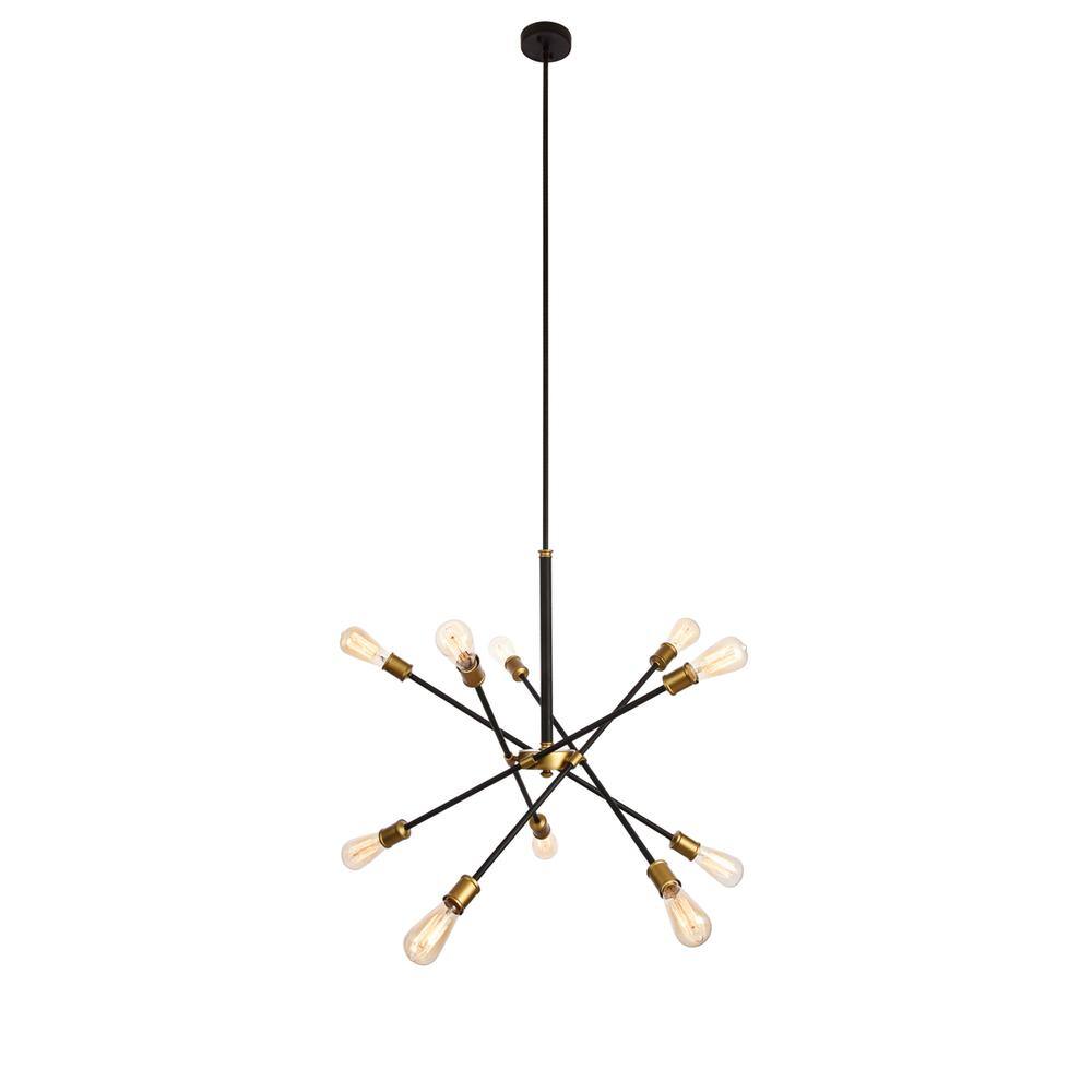 Alt View 4. Living District - Axel Collection Chandelier D27.2 H32.5 Lt:10 Black and Brass Finish - Black And Brass.