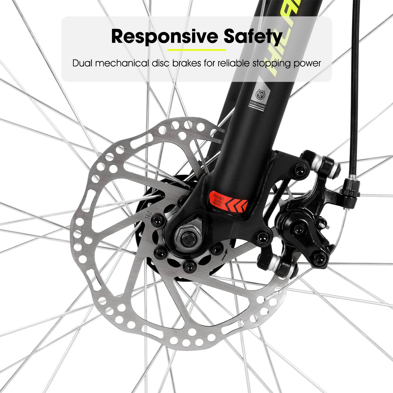 A Responsive Safety! Dual mechanical disc brakes for reliable stopping power.