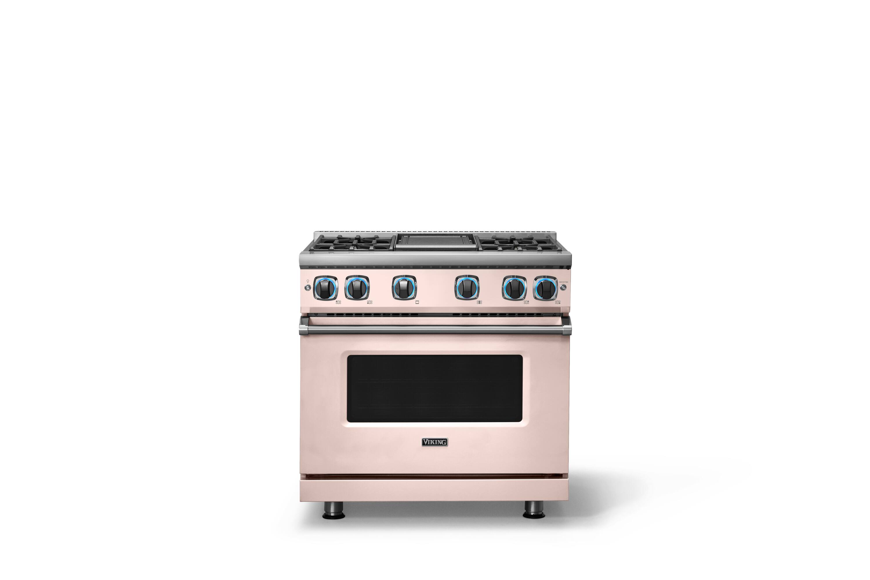 Alt View 4. Viking - Pro 7 Series 5.6 Cu. Ft. Freestanding Sealed 4 Burner LP Gas Convection Range/Griddle - Blush - Blush.