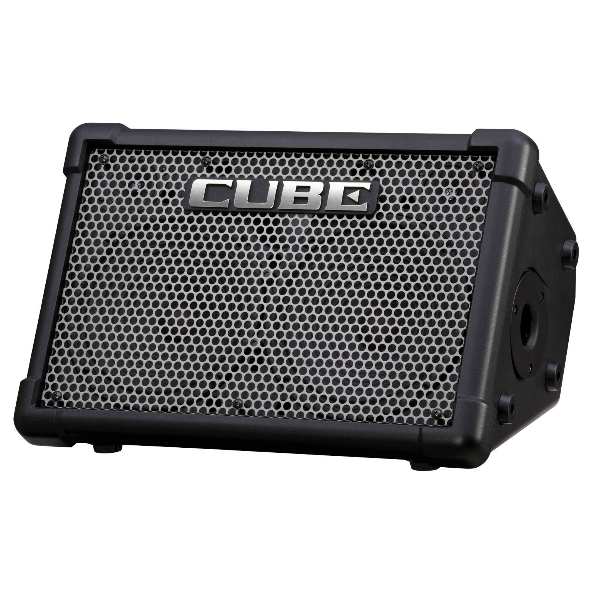 Front. Roland - Portable Stereo Guitar Amplifier with Battery Operation, Built-In Effects, Bluetooth Streaming, & Compact Travel Design.
