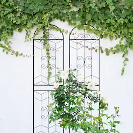 Loheer - Rustproof Metal Garden Trellis 2 Pack, 7.2 ft x 1.6 ft Climbing Support - Black