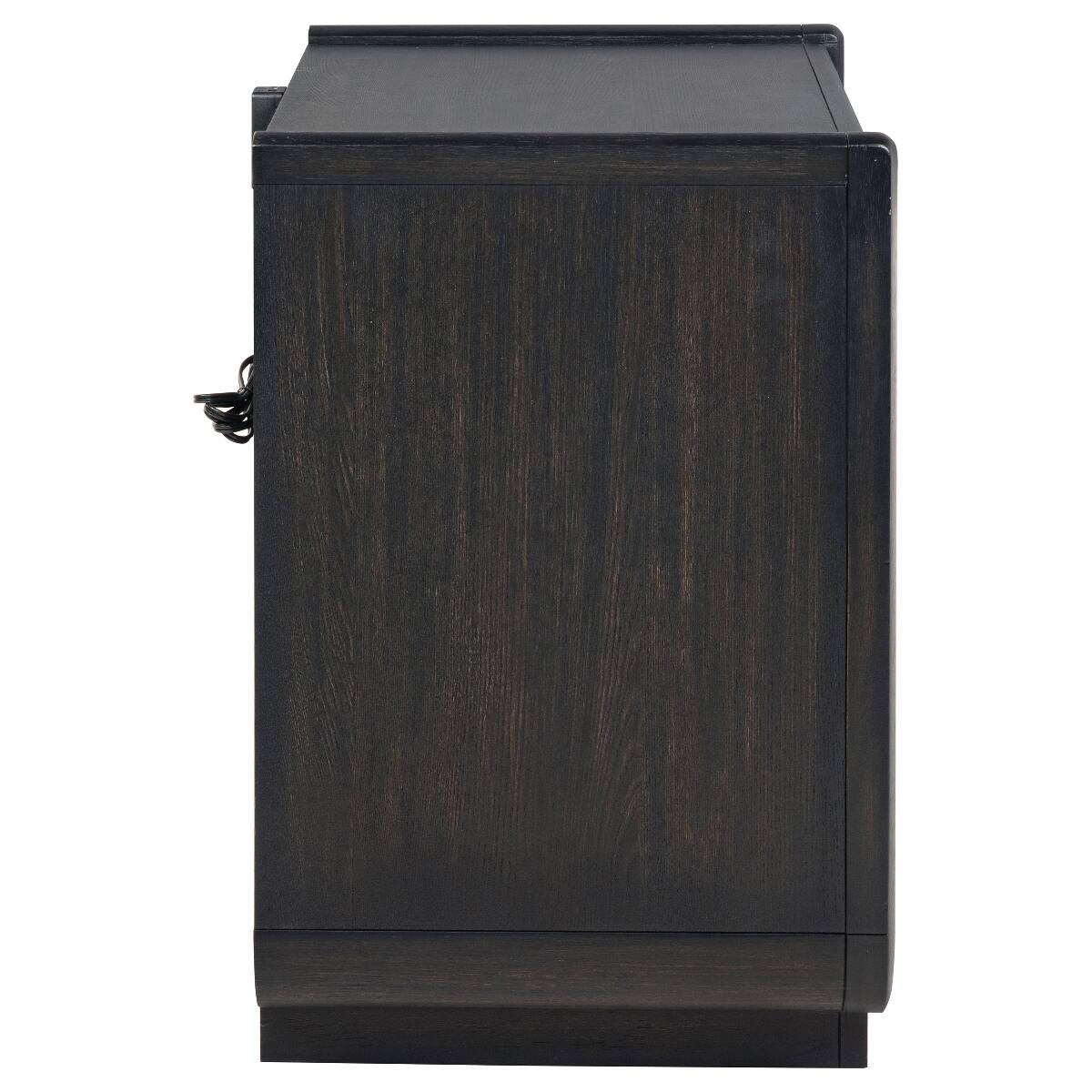 Alt View 1. Loheer - Loheer Burnished Black Two Drawer LED Nightstand with USB-A and USB-C Ports - Burnished Black.