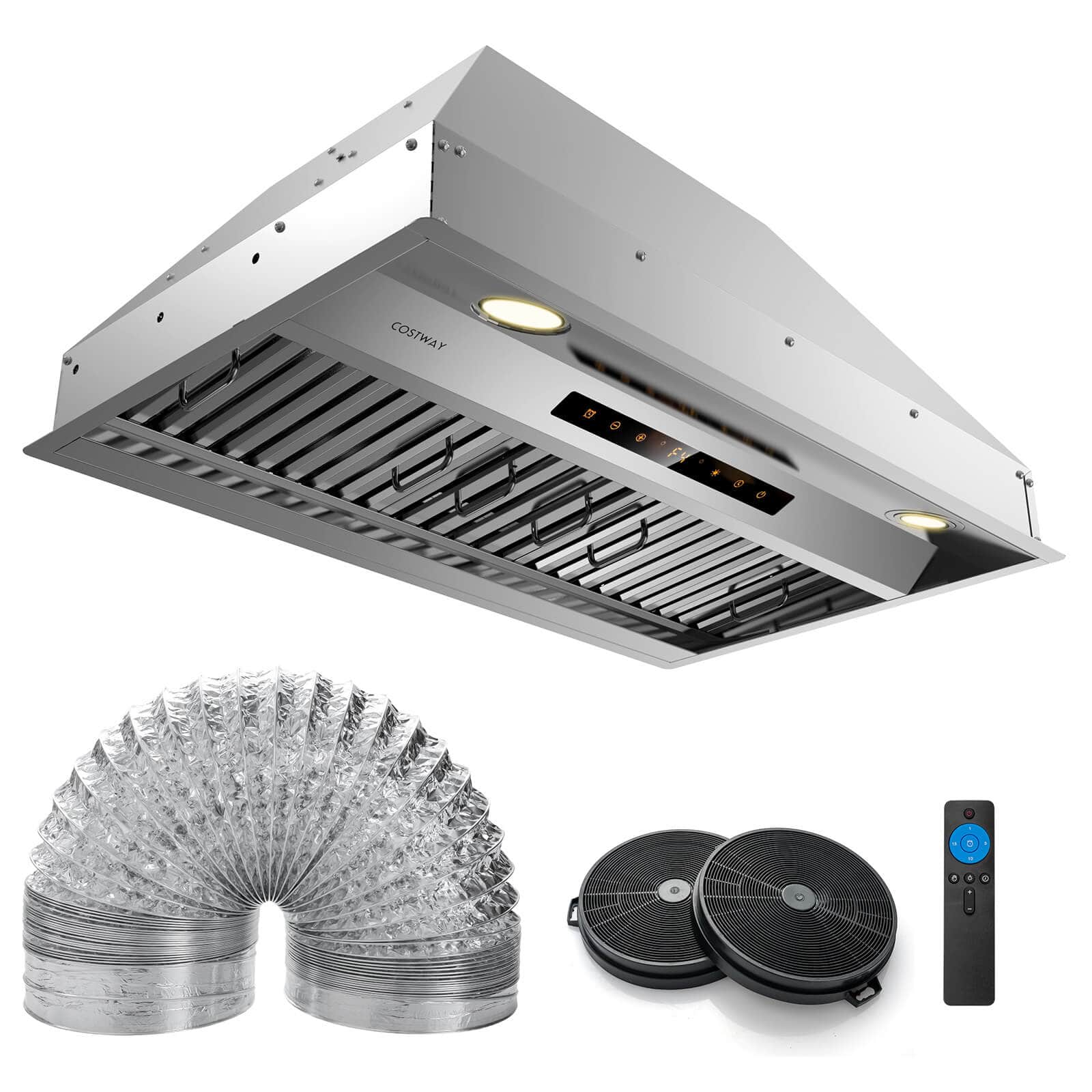 Costway - 30 inches - Externally Vented - Under cabinet Range Hood - Silver