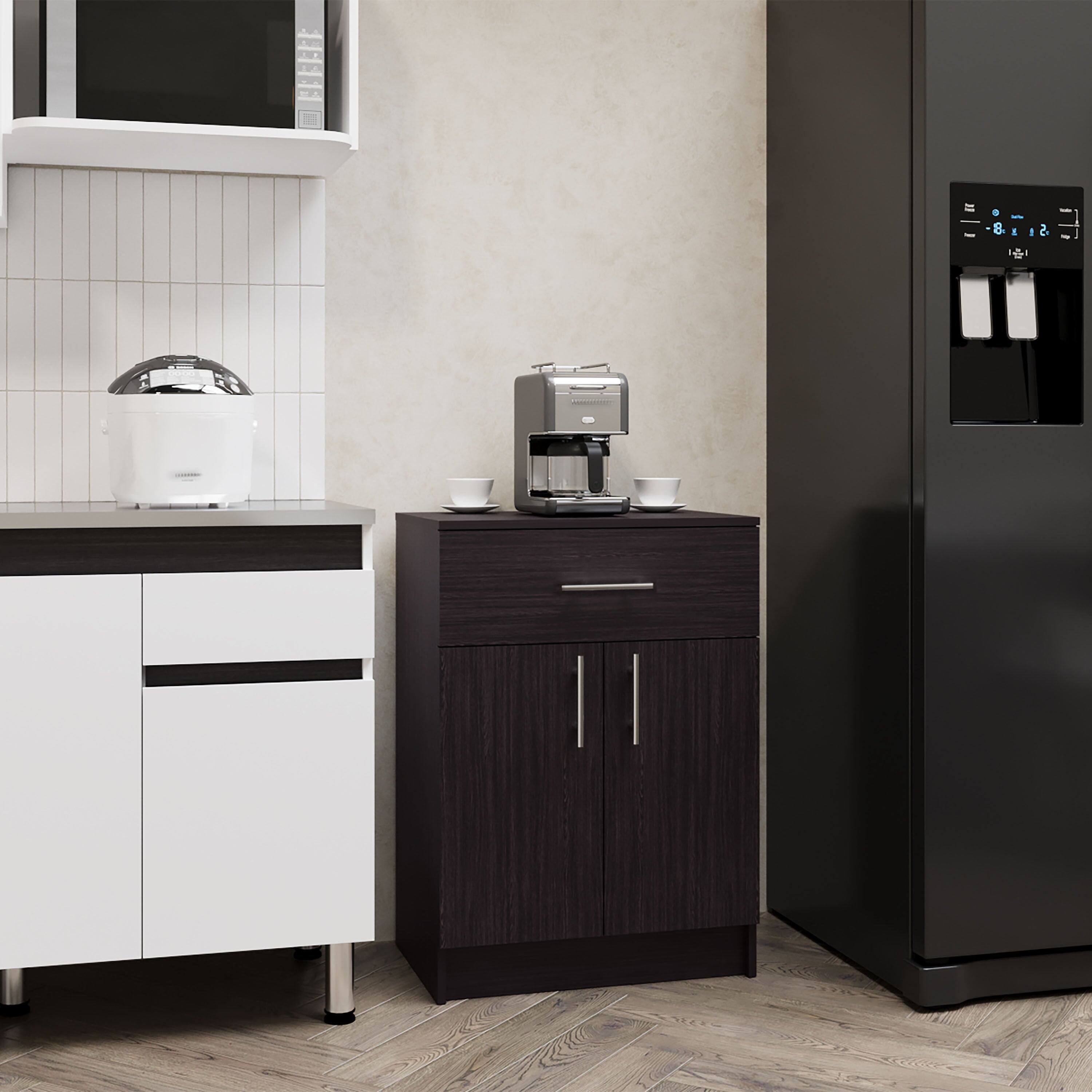 Front. TuHome - Mayorca Pantry Cabinet - Black.