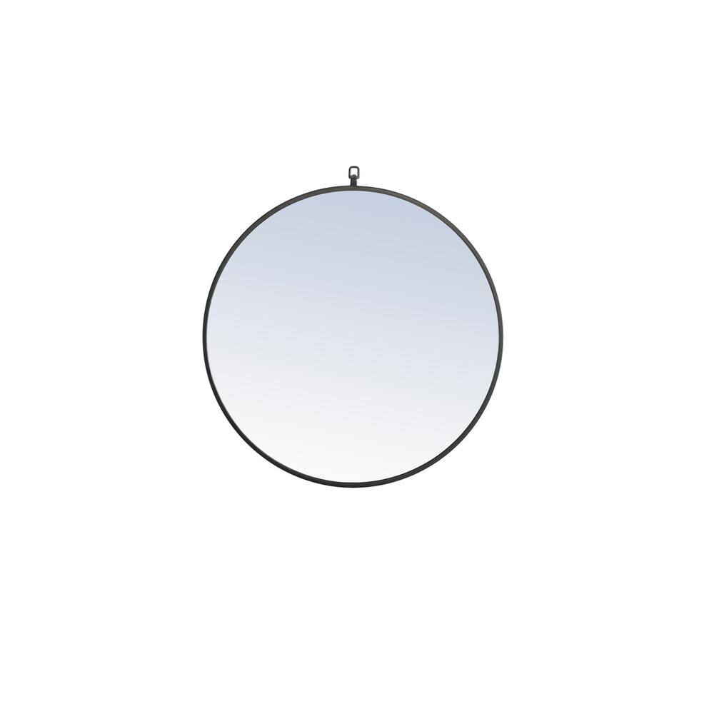 Alt View 7. Elegant Decor - Metal frame Round Mirror with decorative hook 28 inch Black finish - Black.