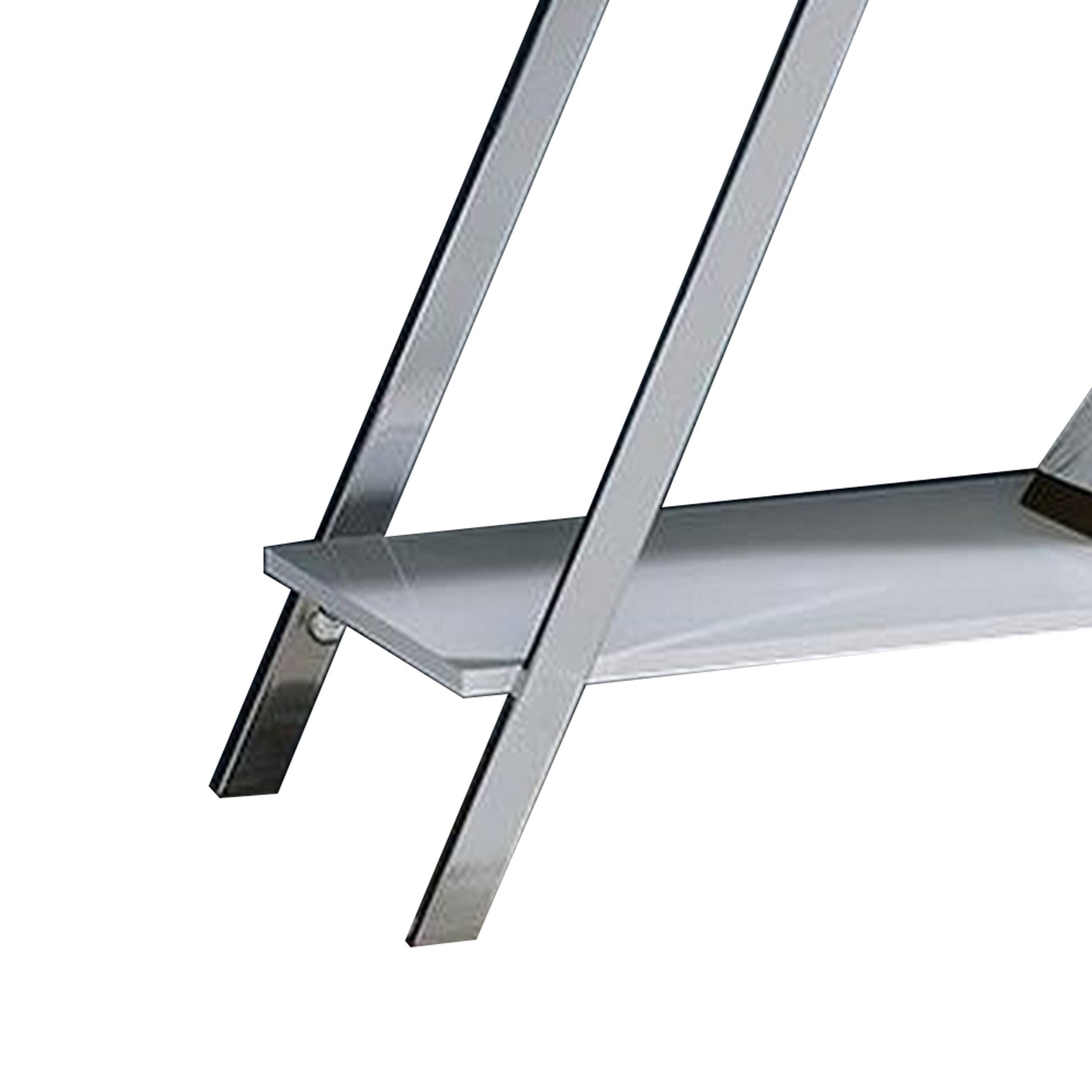 Alt View 3. Manhattan Lane - Tius 48 Inch Sofa Table, Open Shelf, Chrome Frame, High Gloss White Finish - White, Chrome.