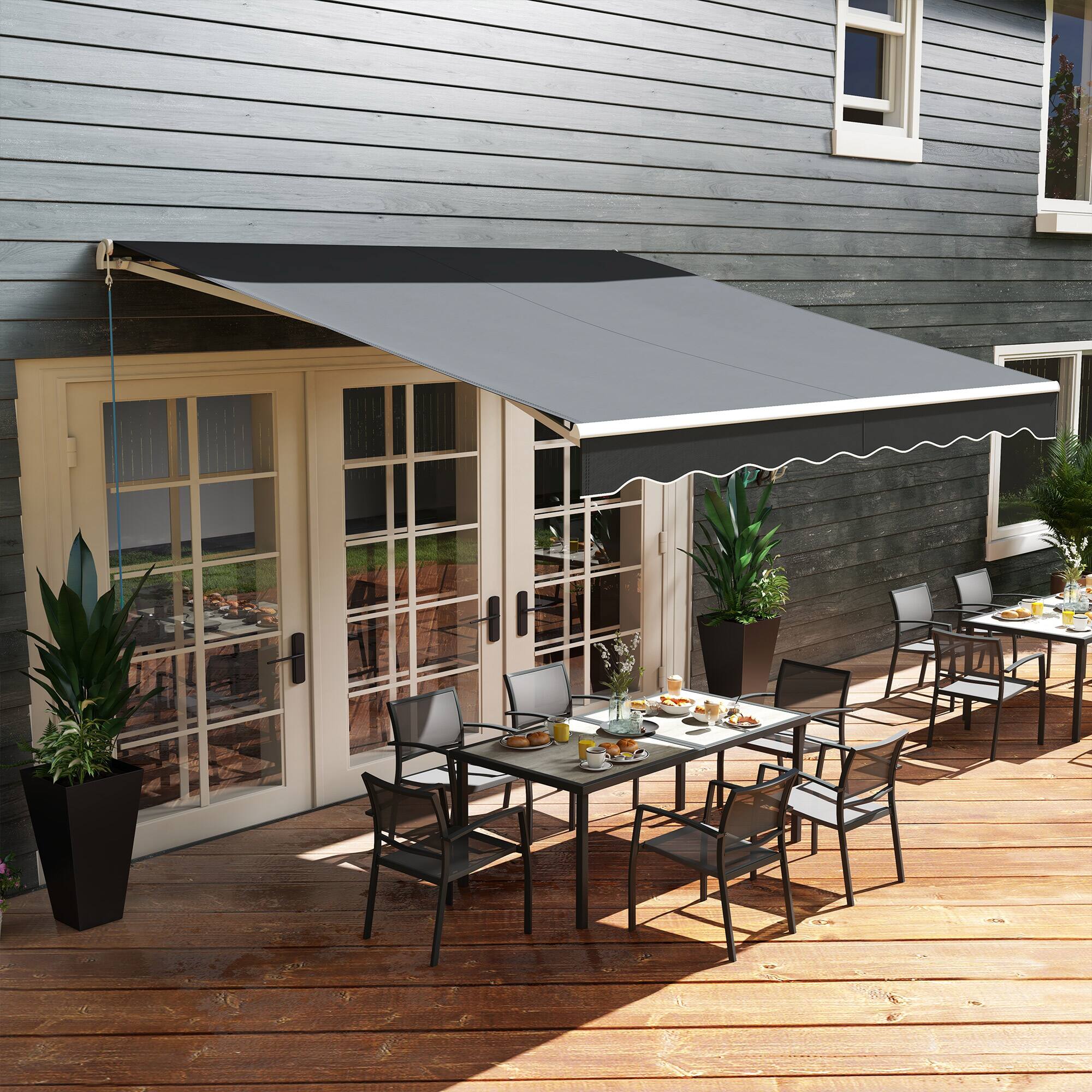 Alt View 8. Outsunny - x 10' Electric Retractable Awning - Black.