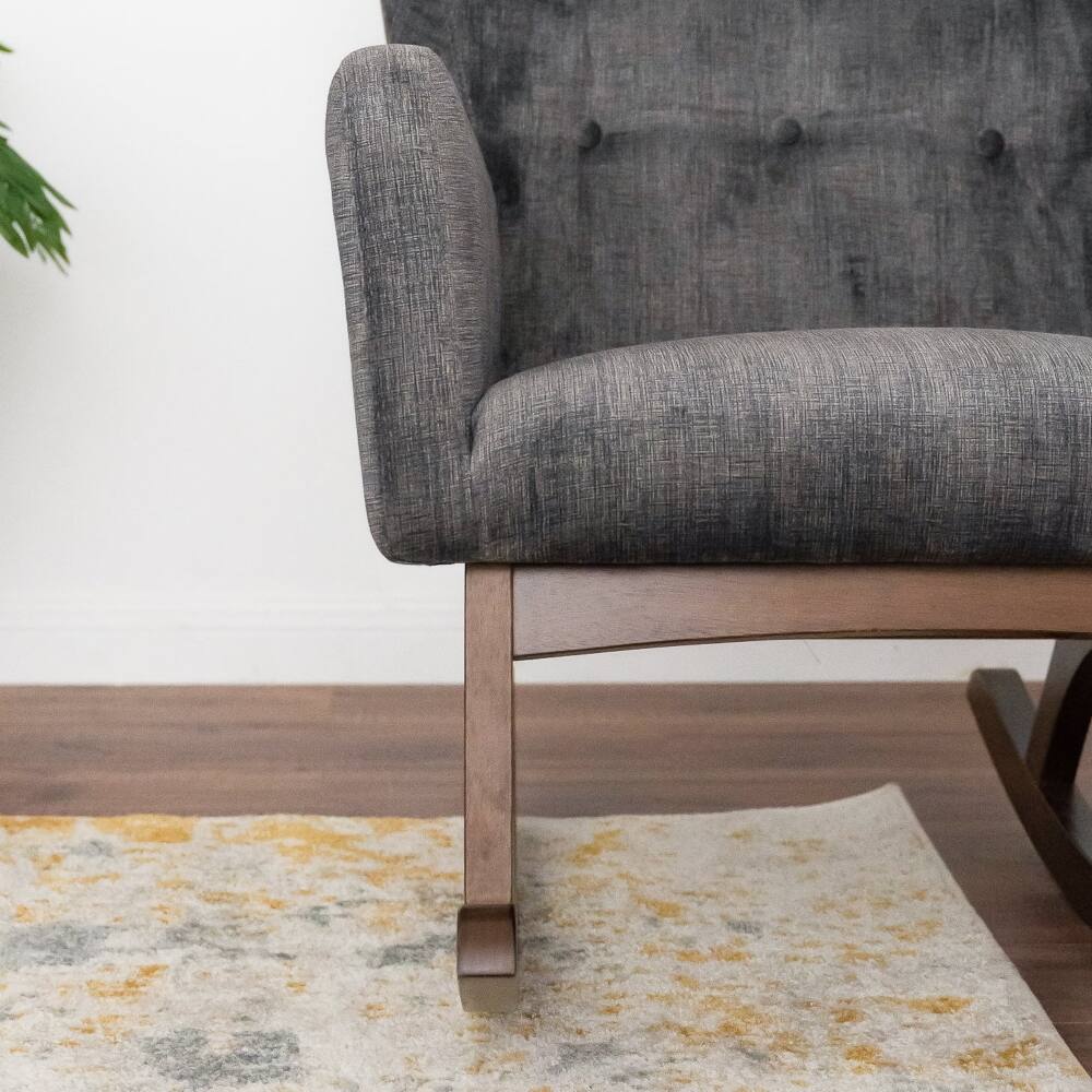 Alt View 4. Loheer - Loheer Solid Wood Rocking Chair Stain Resistant Fabric Brown/Gray - Brown and Dark Gray.