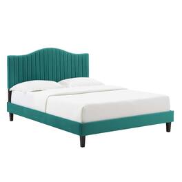 Modway - Juniper Channel Tufted Performance Velvet Full Platform Bed - Blue