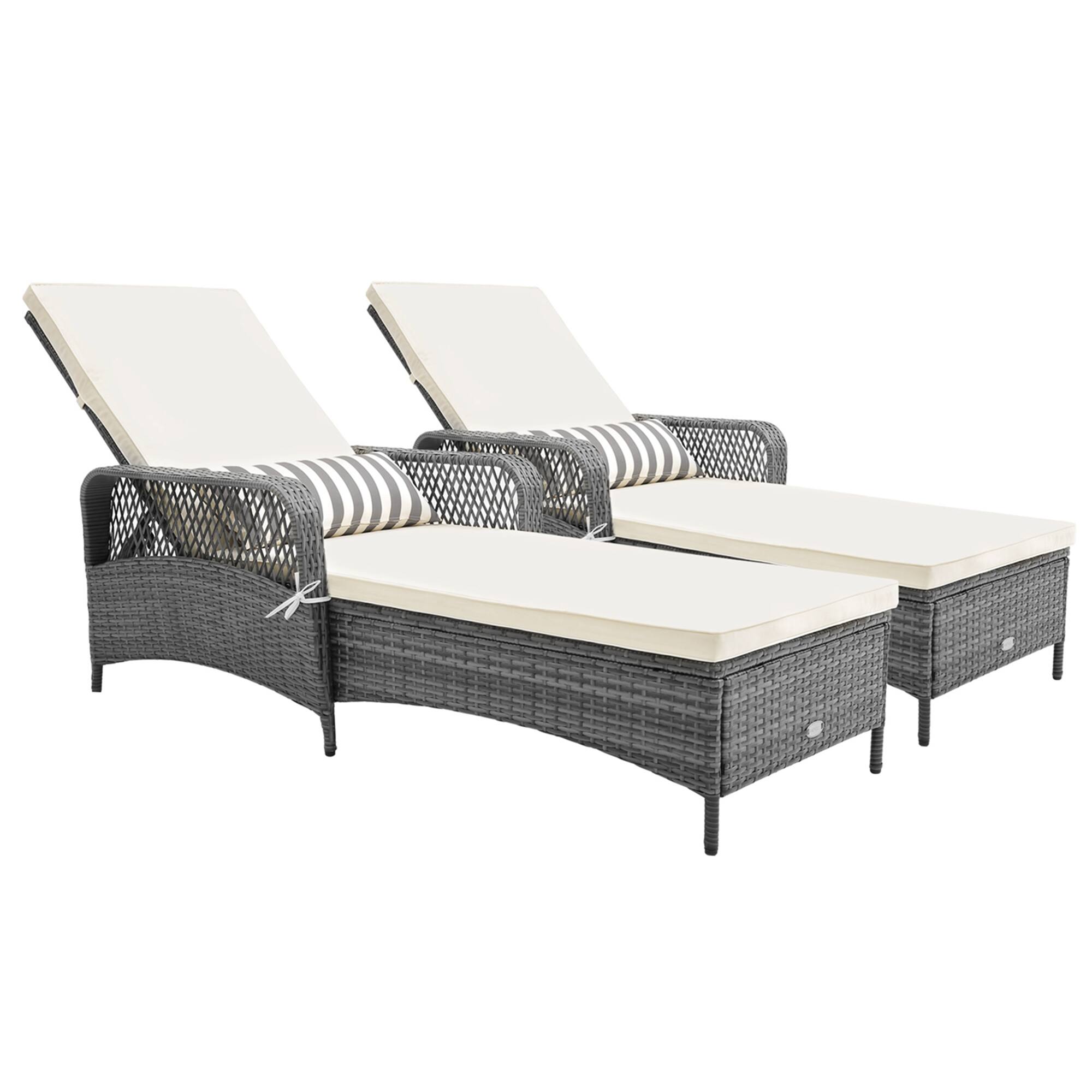 Costway - 2 PCS Outdoor Chaise Lounge Chair Patio Recliner with 6-Level Backrest Cushion - Gray price history on PriceWatchPro
