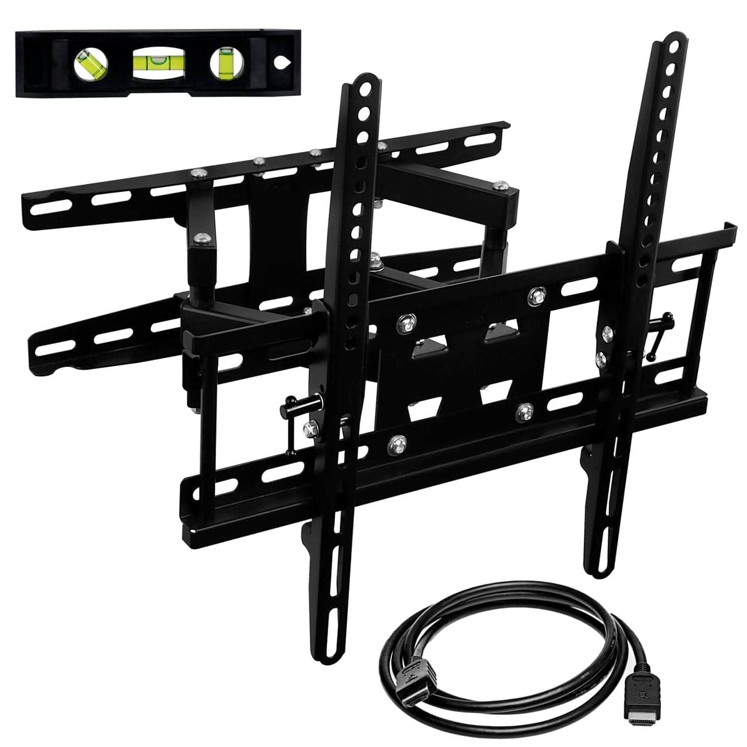 Mount-It! - Full Motion Dual Arm TV Wall Mount w/ Extension for 19” – 50” TVs - Black