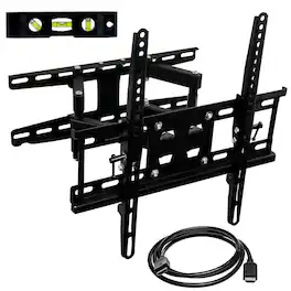Mount-It! - Full Motion Dual Arm TV Wall Mount w/ Extension for 19” – 50” TVs - Black