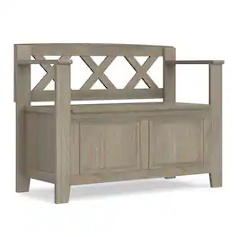 Simpli Home - Amherst Solid Wood 36 inch Wide Transitional Entryway Storage Bench - Distressed Grey