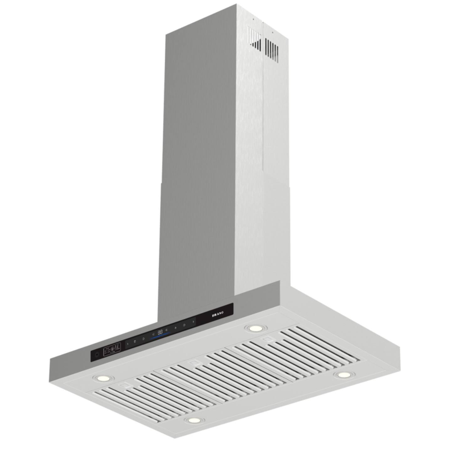 Alt View 1. Brano - BRANO 30-Inch Island Range Hood Stainless Steel, Ducted/Ductless Option - 900 CFM, Smart Controls, Easy Install - SILVER.
