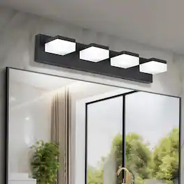 HOMLUX - 24.8 in. 4 Lights Black LED Vanity Light Bar Vanity Accent Lighting Fixtures and Metal Wall Sconces with Acrylic Shade