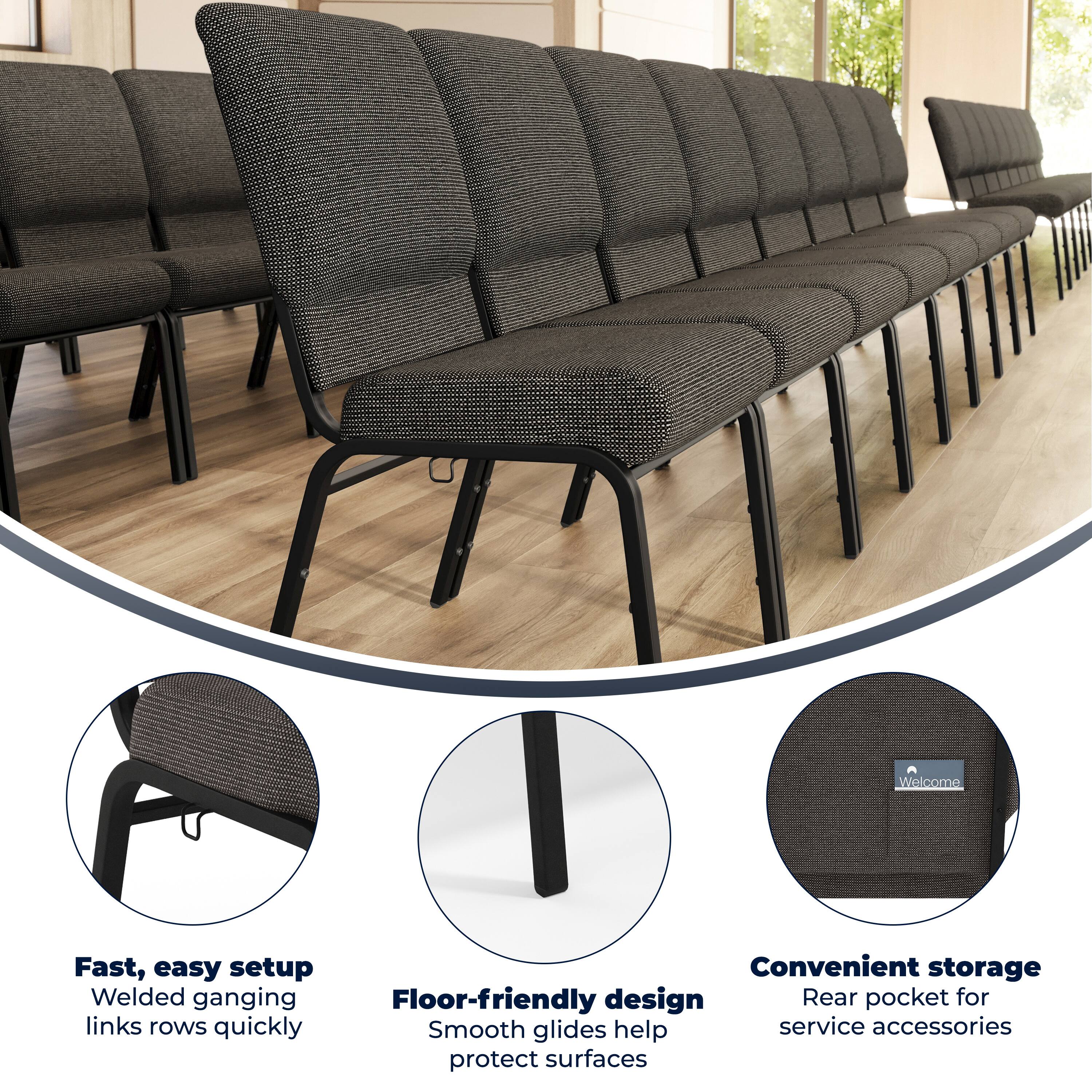 Welcome

Fast, easy setup  
Welded ganging links rows quickly

Floor-friendly design  
Smooth glides help protect surfaces

Convenient storage  
Rear pocket for service accessories