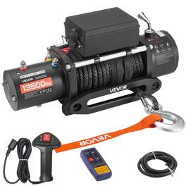 VEVOR - Electric Winch, 13500 lbs Load Capacity, 12V DC Truck Winch with Φ3/8 in x 85 ft Synthetic Rope - Black