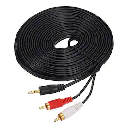 Unique Bargains - Gold Plating TRS3.5mm Male to 2RCA Jack Cable, Copper Core PVC Audio AUX Cable for TV/Amp/Speaker/Mobile - Black