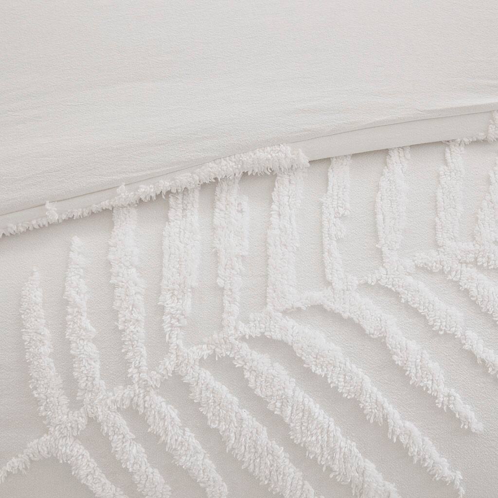 Alt View 5. Gracie Mills - Gracie Mills Domenic 3-Piece Palm Chenille Duvet Cover Set - Off-White.