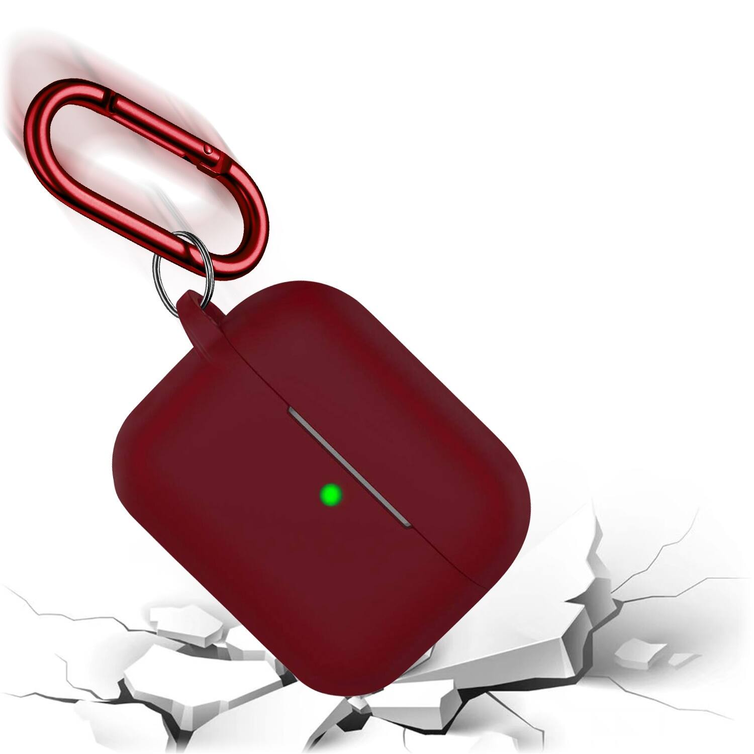 Alt View 14. SaharaCase - Silicone Case for Apple AirPods 3 (3rd Generation 2021) - Burgundy.