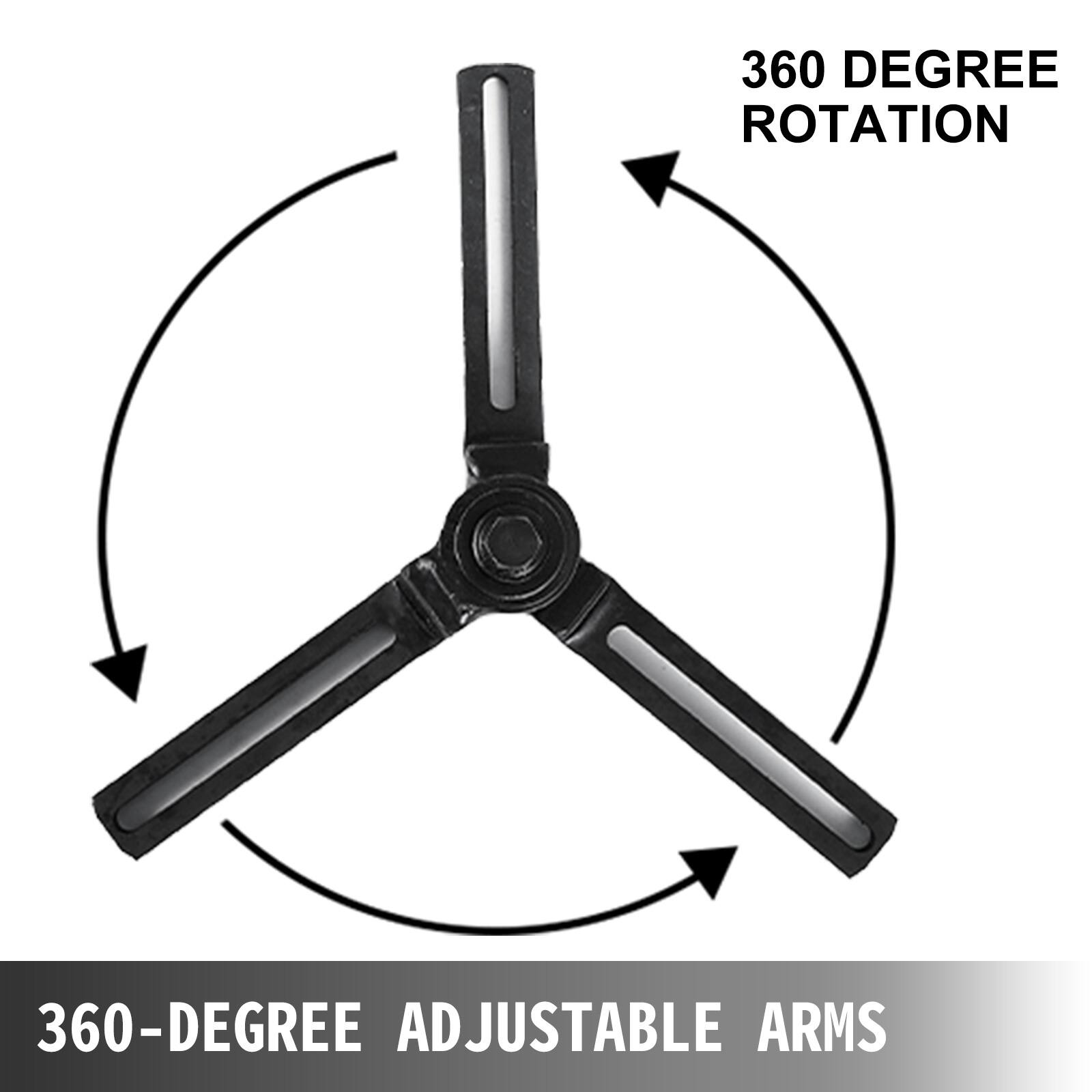 360 Degree Rotation  
360-Degree Adjustable Arms
