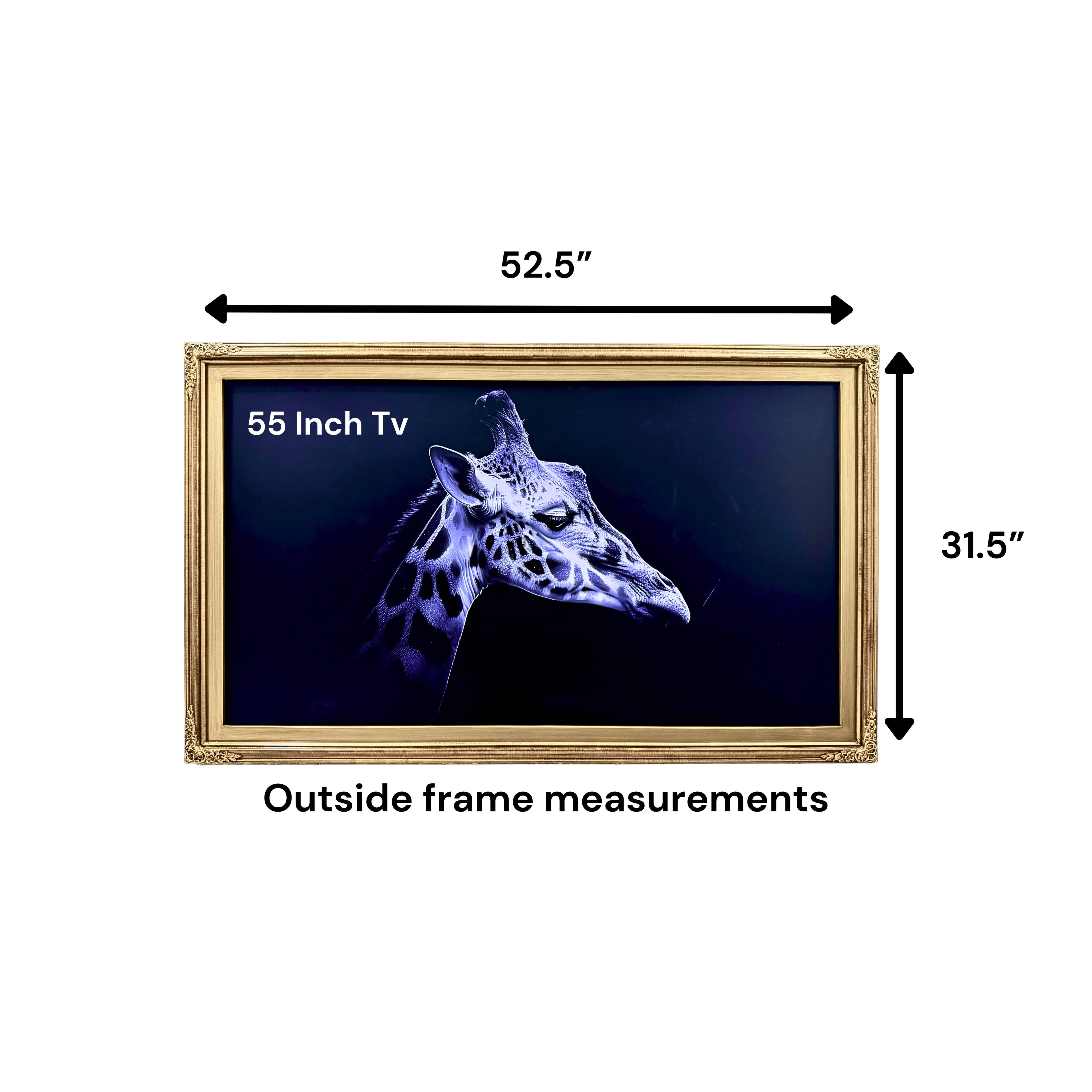 52.5" 55 Inch Tv 31.5" Outside frame measurements