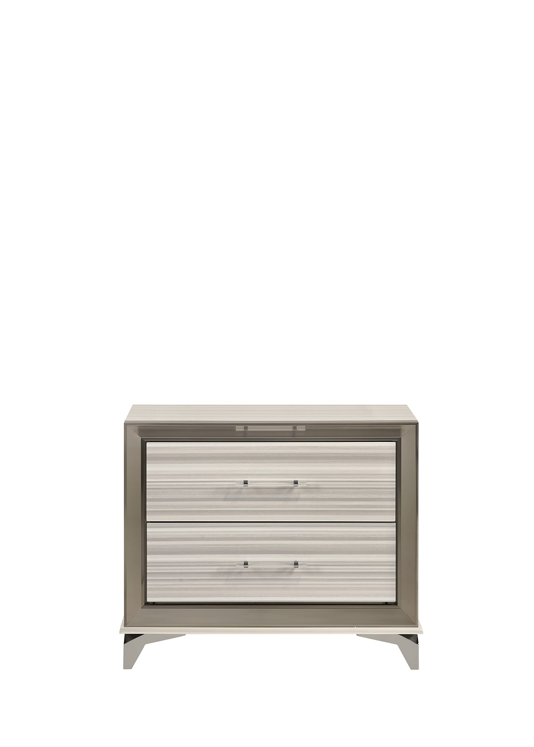 Front. Global Furniture USA - Modern Zambrano White Nightstand - White.