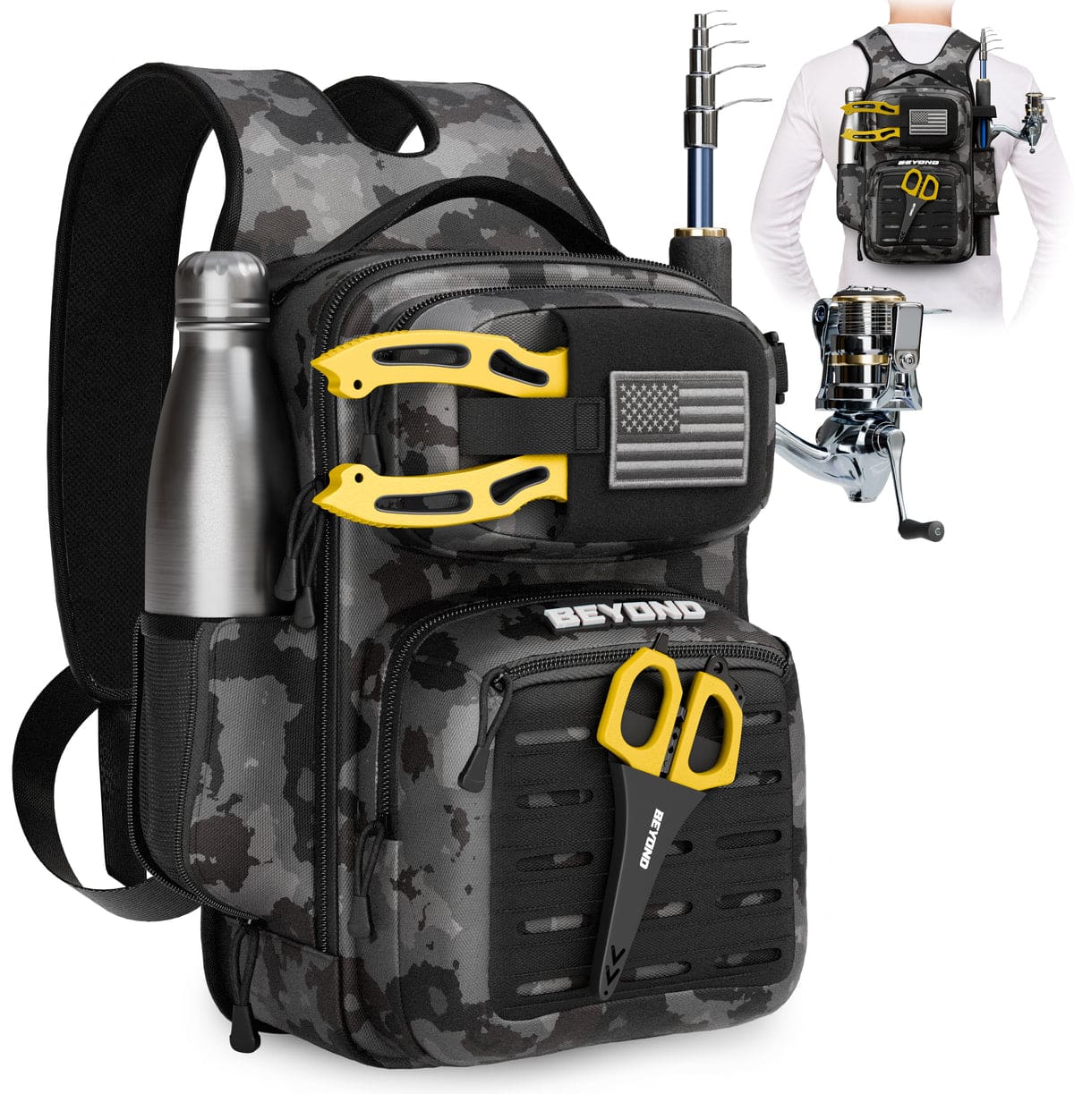 Beyond Braid - Tackle Backpack- The Voyager (Black Onyx) - Black Camo