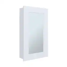 TuHome - Juno 25.7" H X 15.7" W Narrow Mirror Medicine Cabinet, One Door With Three Interior Shelves For Bathroom, Kitchen - White