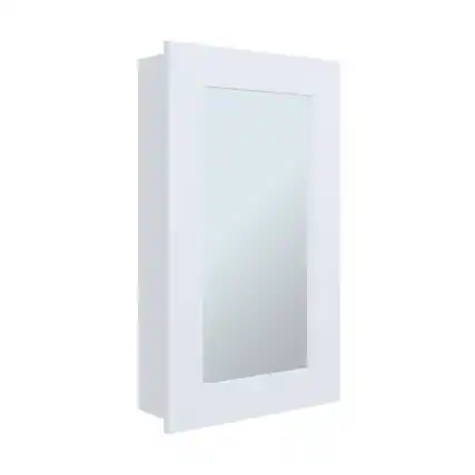 Front. TuHome - Juno 25.7" H X 15.7" W Narrow Mirror Medicine Cabinet, One Door With Three Interior Shelves For Bathroom, Kitchen - White.