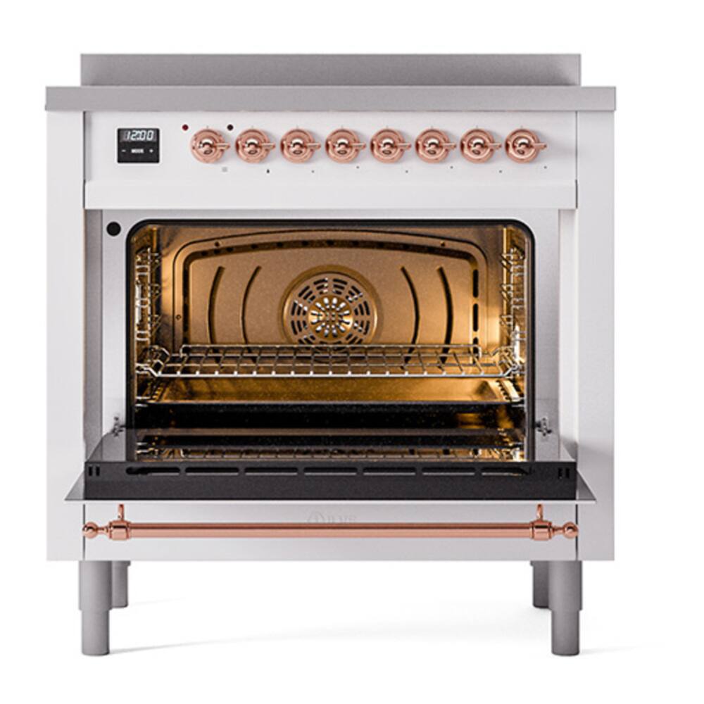 Alt View 4. ILVE - ILVE Nostalgie II 36 inch Induction Range with 6 Induction Elements (White) - White.