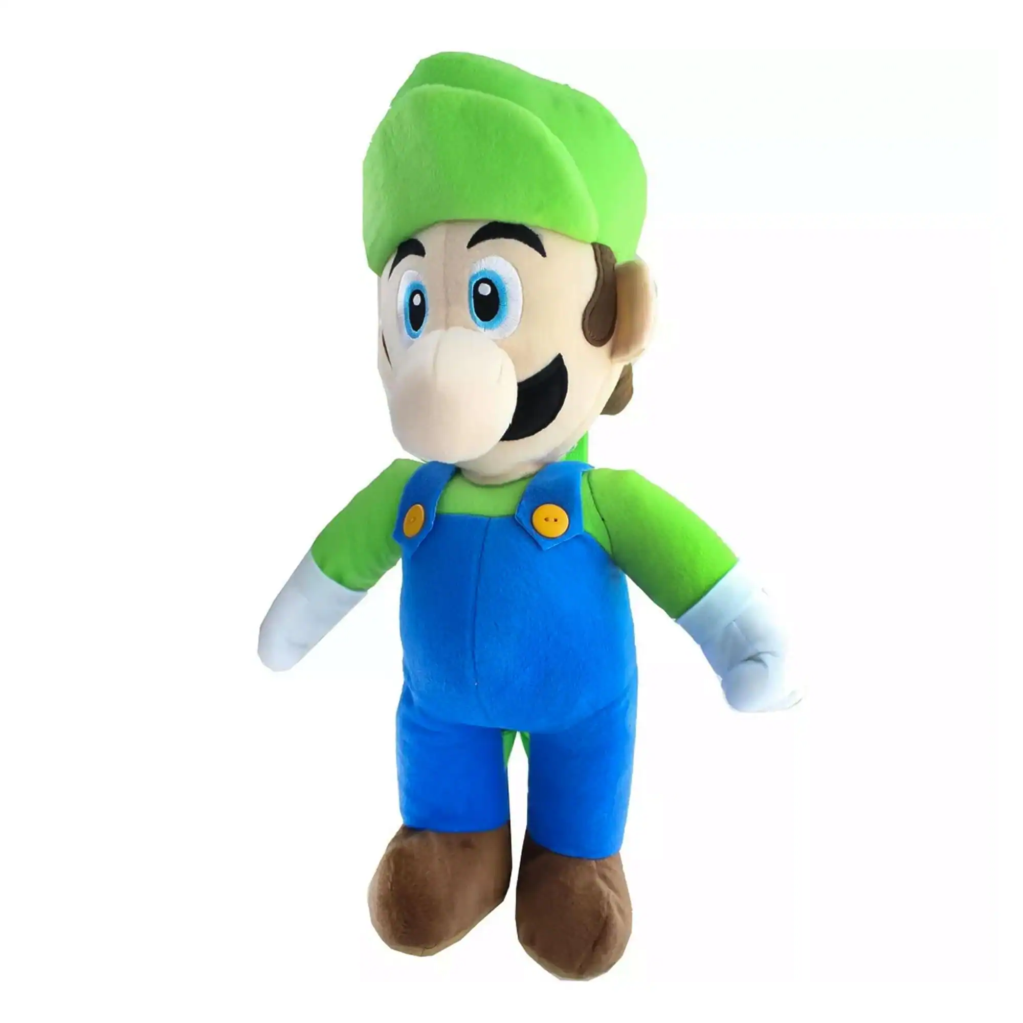 Front. Super Mario Bros. - Super Mario Luigi 17 Inch Plush Backpack - Green.