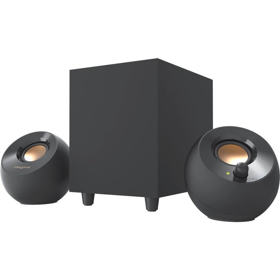 Angle. Creative Labs - Creative Pebble Plus 2.1 USB Speakers with Subwoofer, 8W RMS for PC/Laptop (Black) - Black.