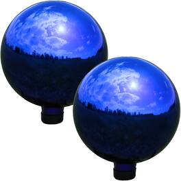 Sunnydaze - Mirrored Surface Gazing Globe - 10 in - Set of 2 - Blue