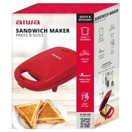 Aiwa - Single Sandwich Maker with Cool-Touch Handle & LED Indicator Light - Red