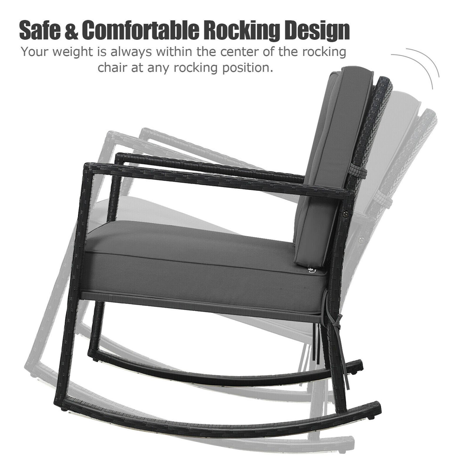 Safe & Comfortable Rocking Design  
Your weight is always within the center of the rocking chair at any rocking position.