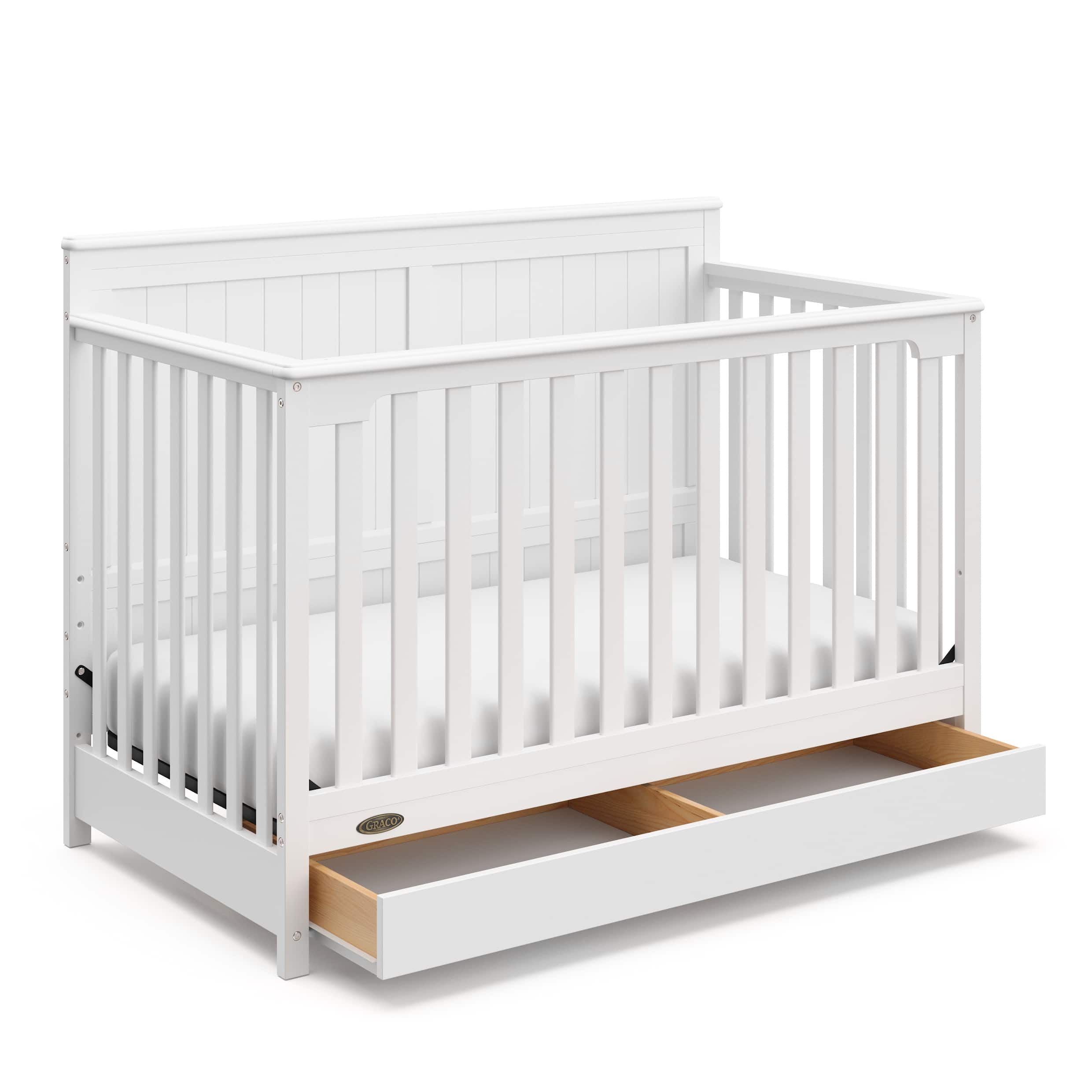 Front. Graco - Hadley 5-in-1 Convertible Crib with Drawer - White.