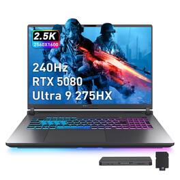 ASUS - ROG Strix G18 18" Gaming Laptop,Intel Ultra 9 275HX,32GB DDR5,2TB SSD+1TB Dock Set,GeForce RTX 5080,Win 11 Pro - Gray