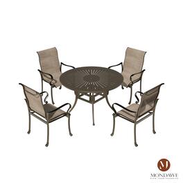 Mondawe - 5 Piece Outdoor Patio Dining Set - Black+Brown