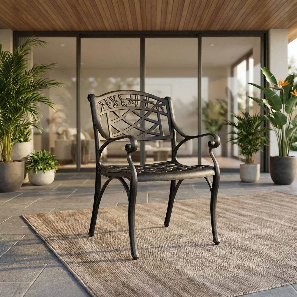 Alt View 5. Outdoor Escape - Outdoor dining chairs set with comfortable armrests and durable build - Black.