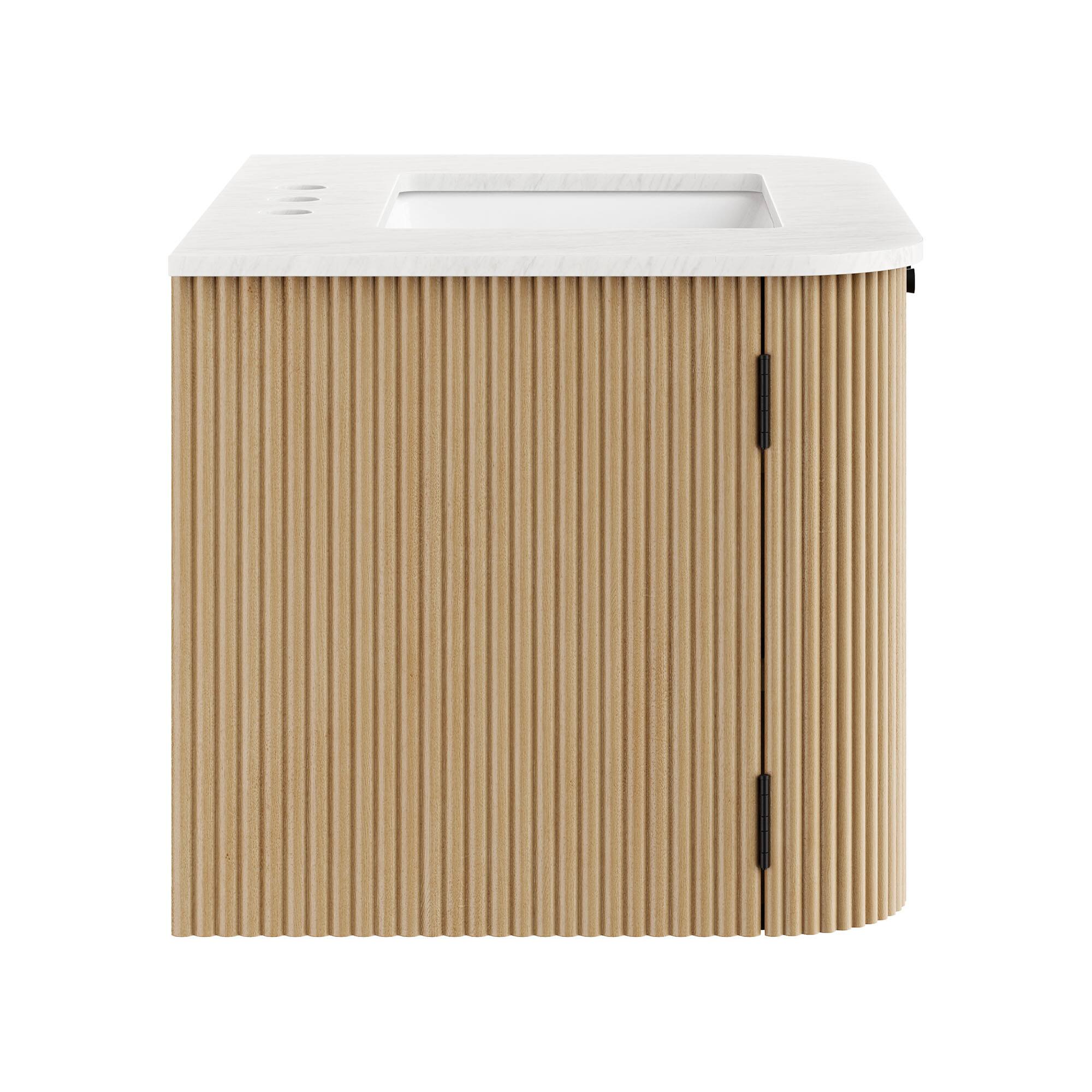 Alt View 2. Modway - Zia Wall-Mount Bathroom Vanity with Marble Sink by Modway - Natural.