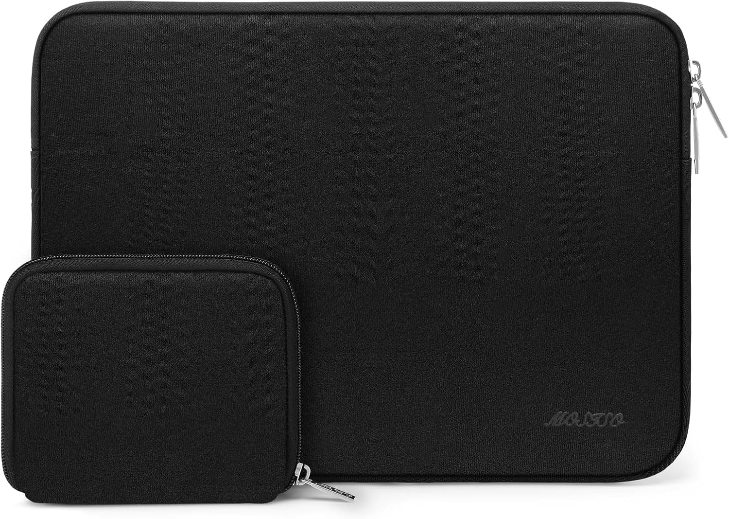 mosiso - 17.3-inch Neoprene Laptop Sleeve with Accessory Pouch - Black