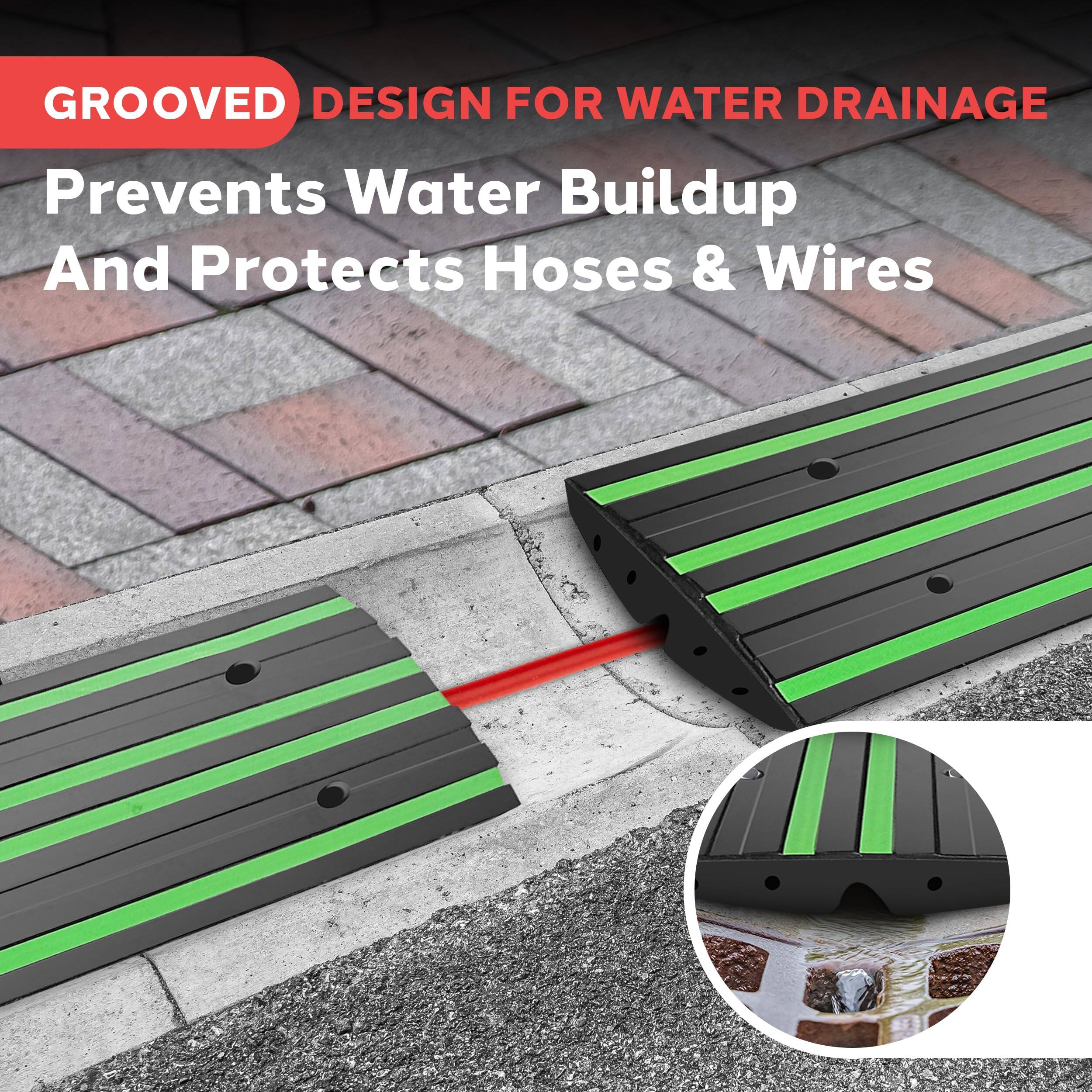 GROOVED DESIGN FOR WATER DRAINAGE  
Prevents Water Buildup And Protects Hoses & Wires